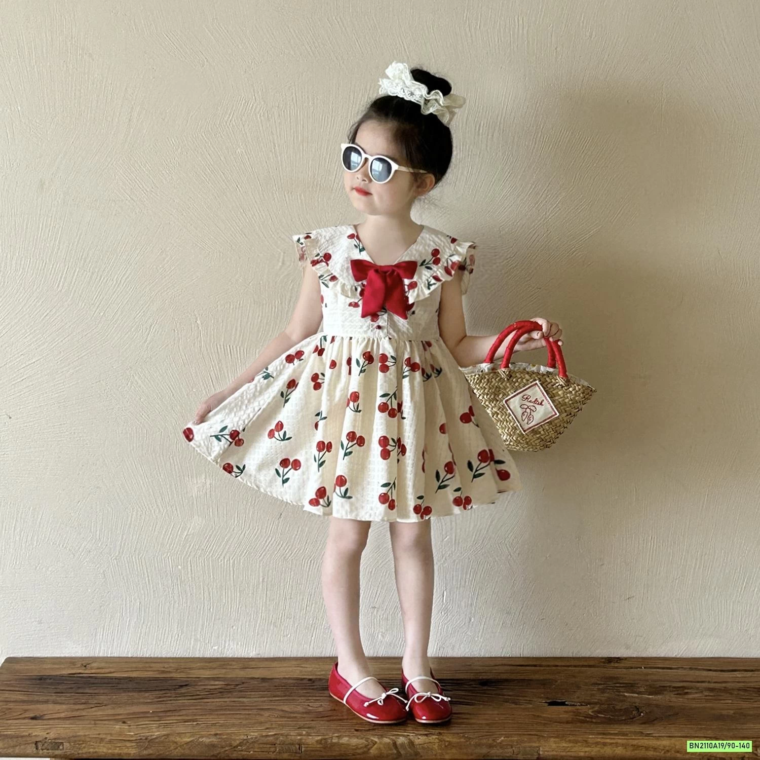 ĐẦM CHERRY GẮN NƠ ĐỎ