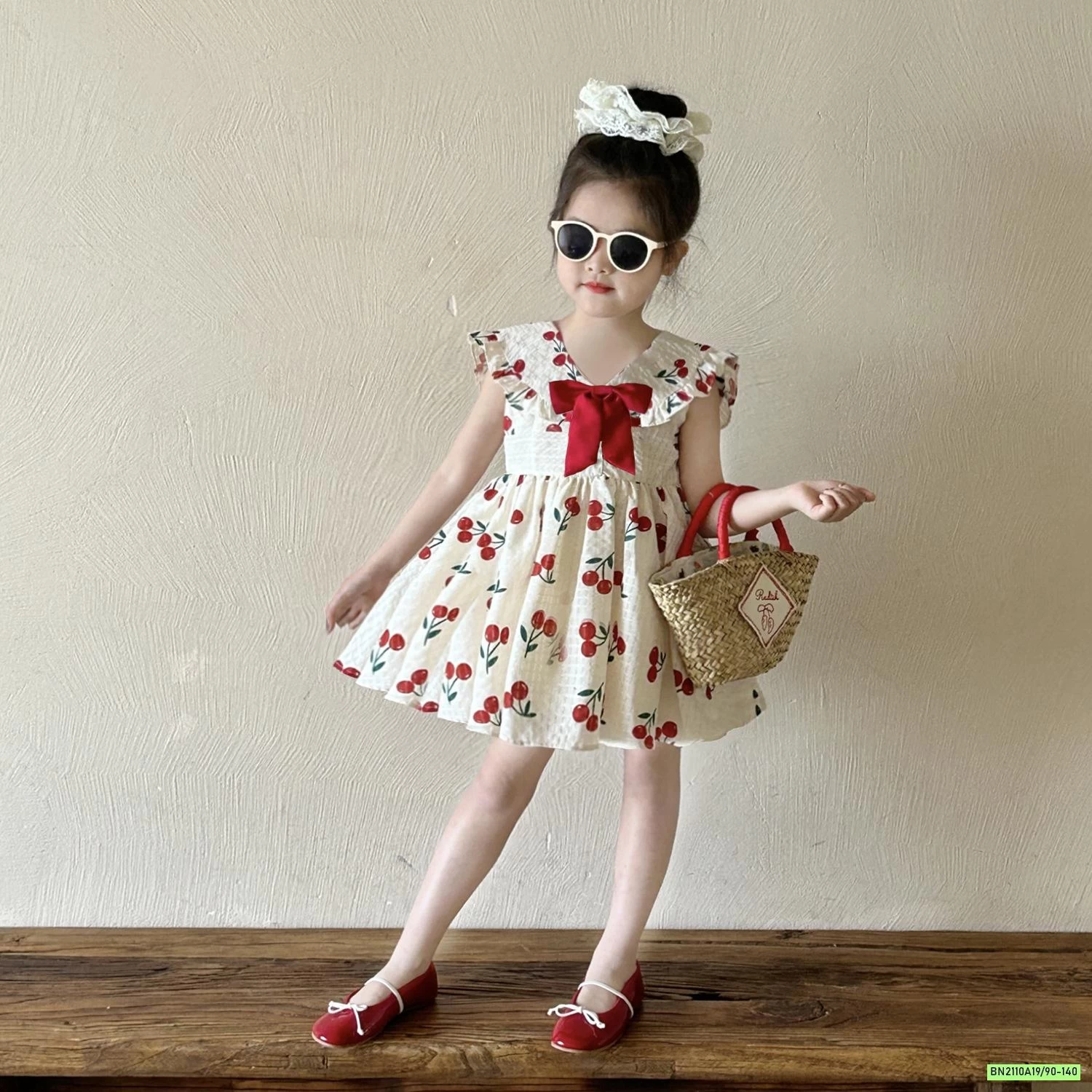 ĐẦM CHERRY GẮN NƠ ĐỎ