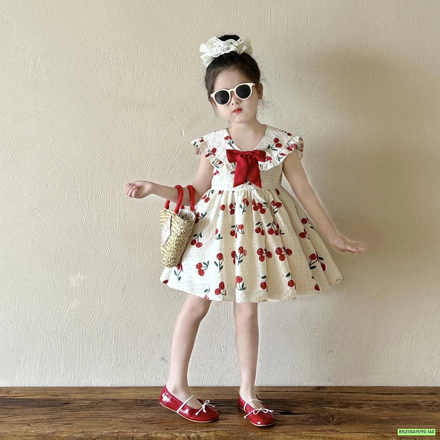 ĐẦM CHERRY GẮN NƠ ĐỎ