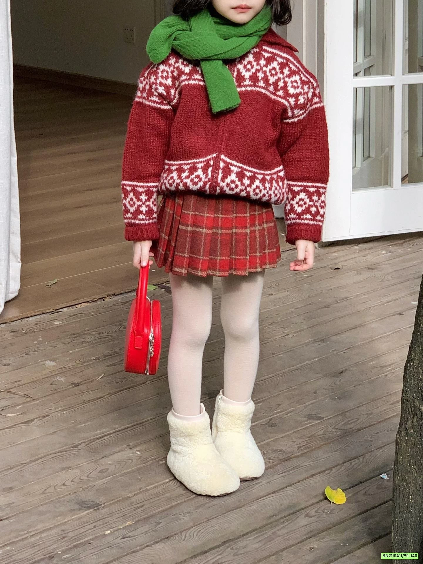 KHOÁC LEN MIX CV DẠ XẾP LY ĐỎ