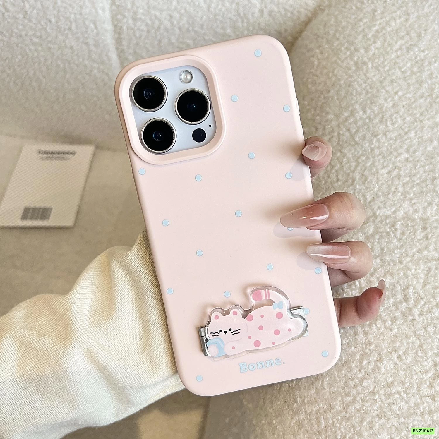 ỐP ĐIỆN THOẠI CHẤM BI GIÁ ĐỠ CÚN