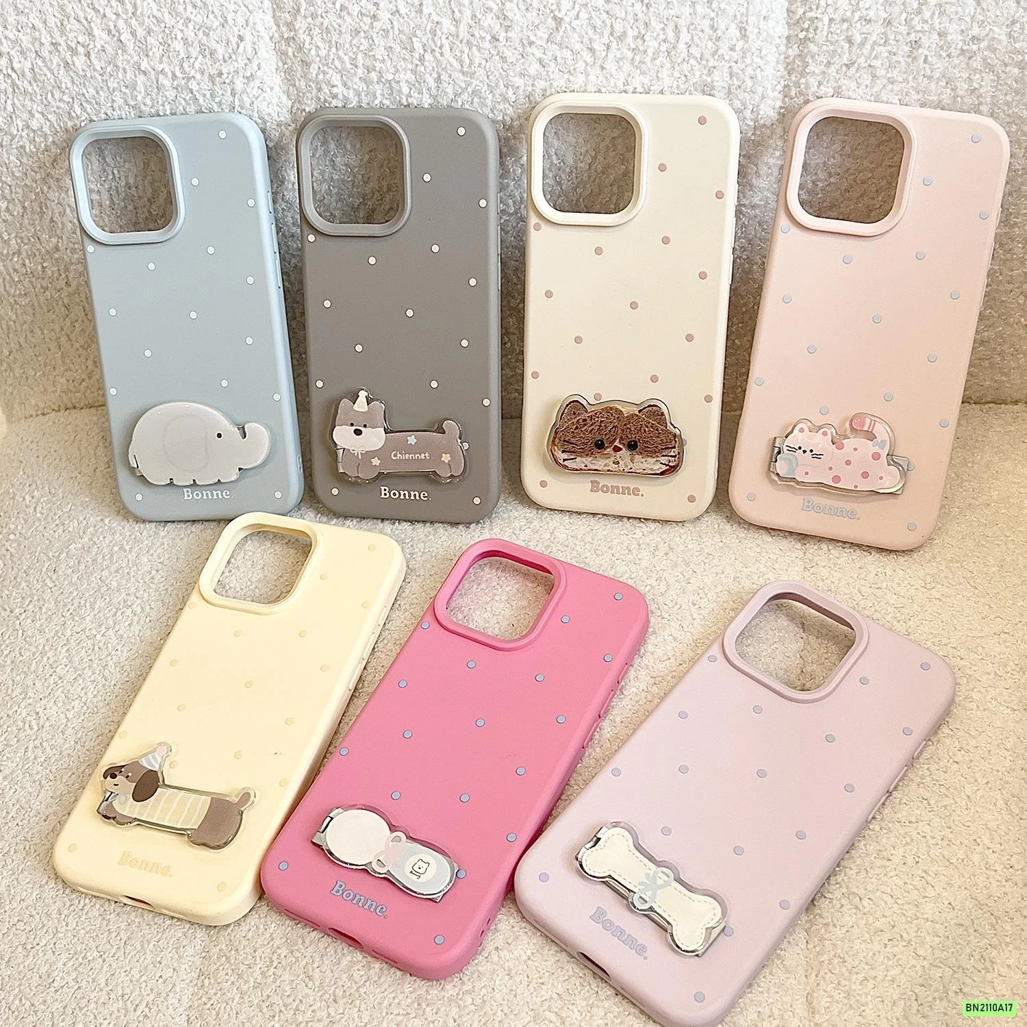 ỐP ĐIỆN THOẠI CHẤM BI GIÁ ĐỠ CÚN