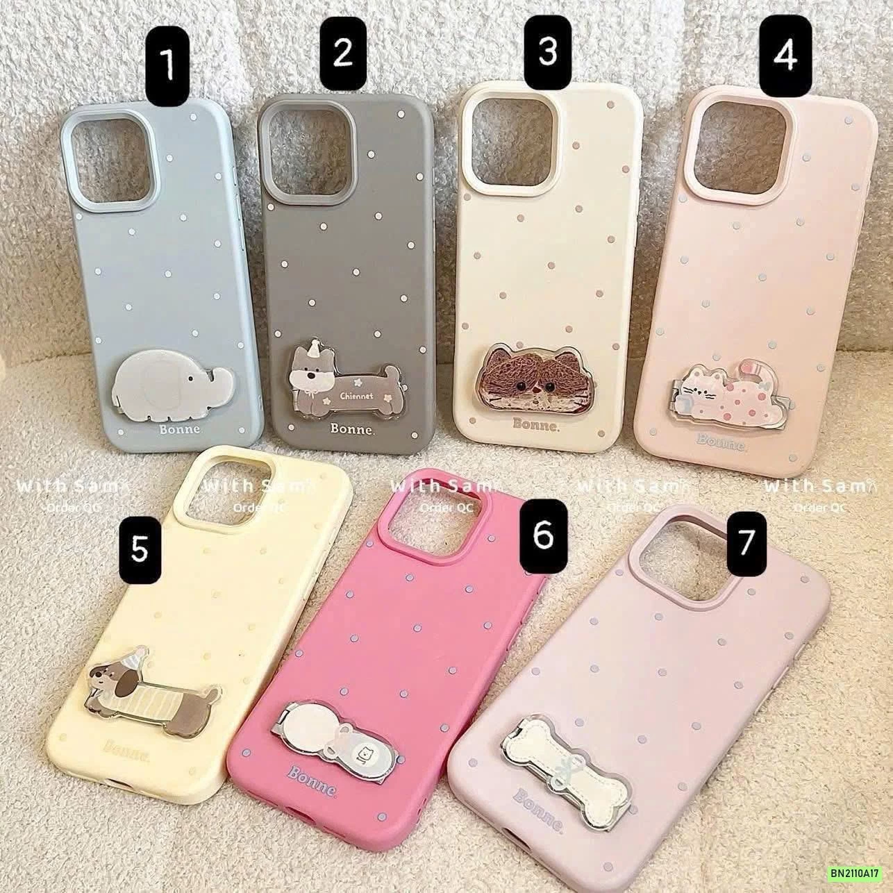 ỐP ĐIỆN THOẠI CHẤM BI GIÁ ĐỠ CÚN