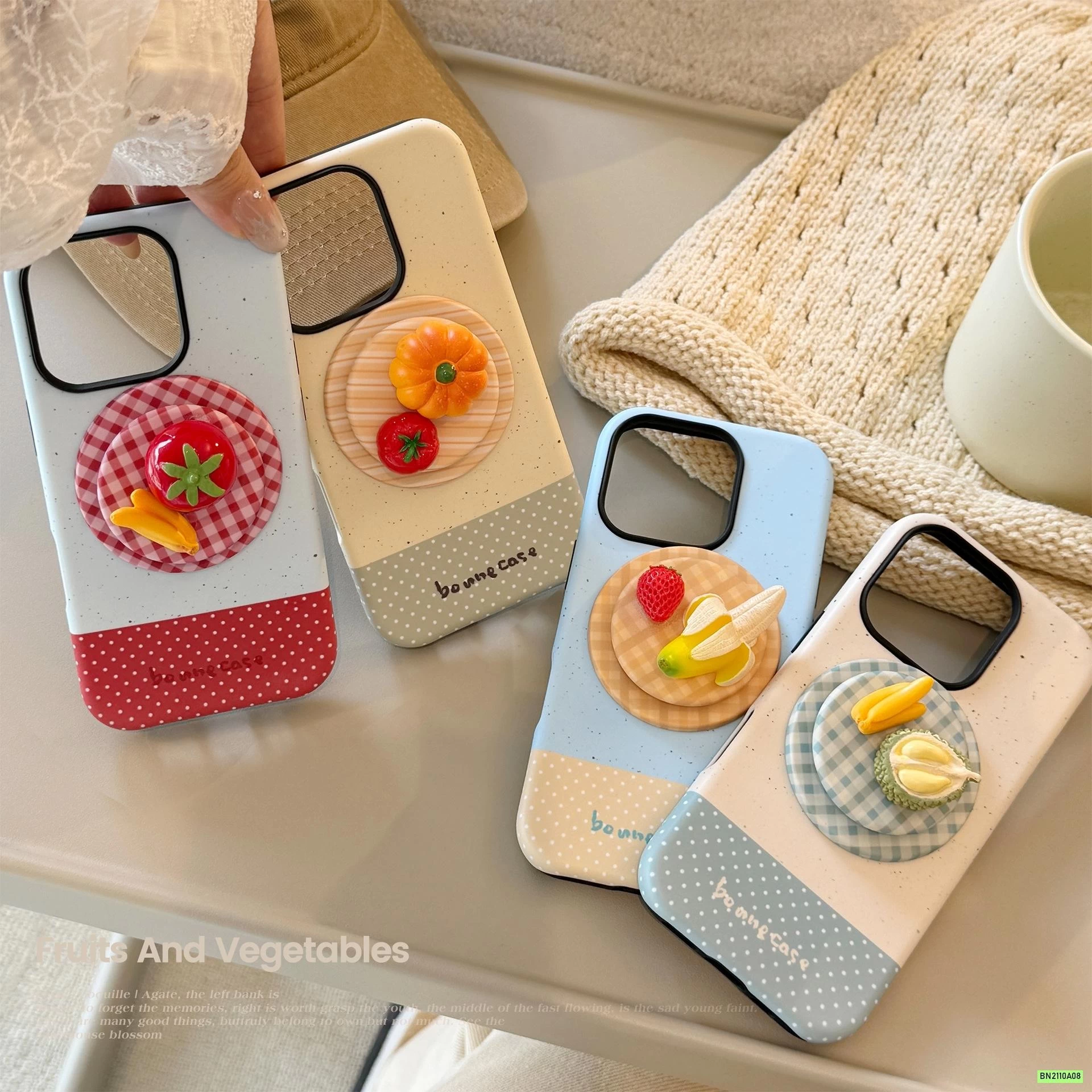 ỐP ĐIỆN THOẠI KÈM GIÁ ĐỠ HOA QUẢ