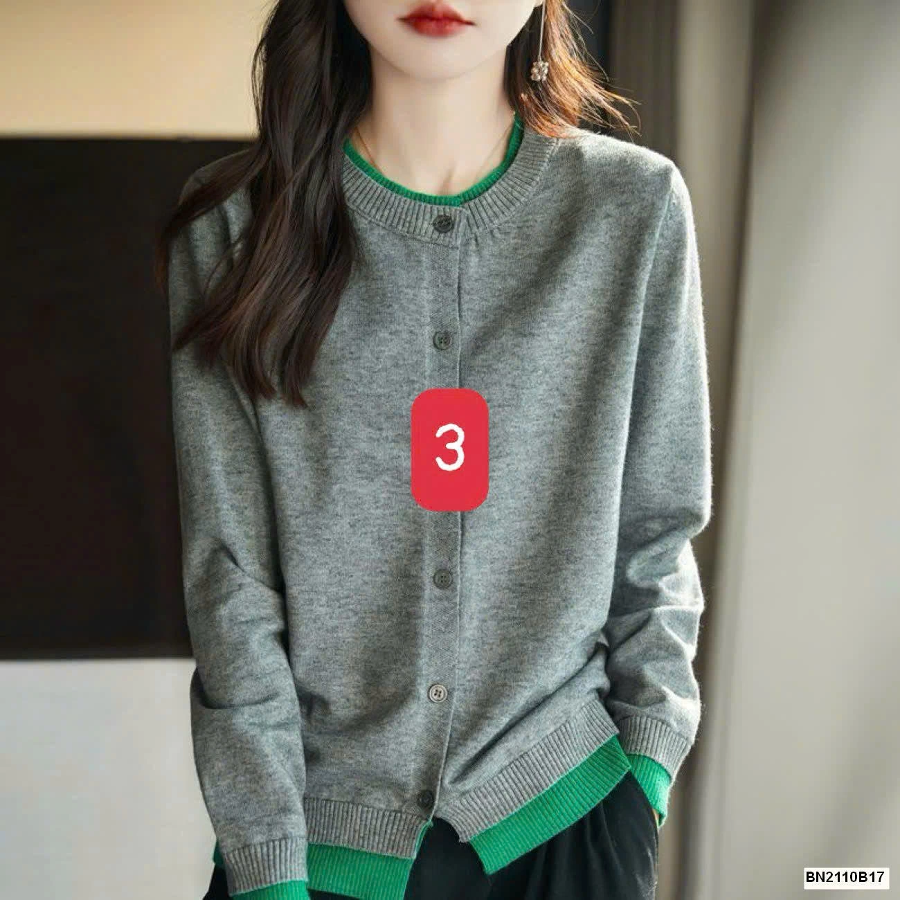 ÁO CARDIGAN NỮ MIX CỔ TAY