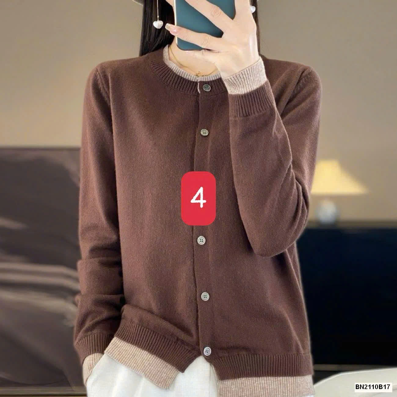ÁO CARDIGAN NỮ MIX CỔ TAY