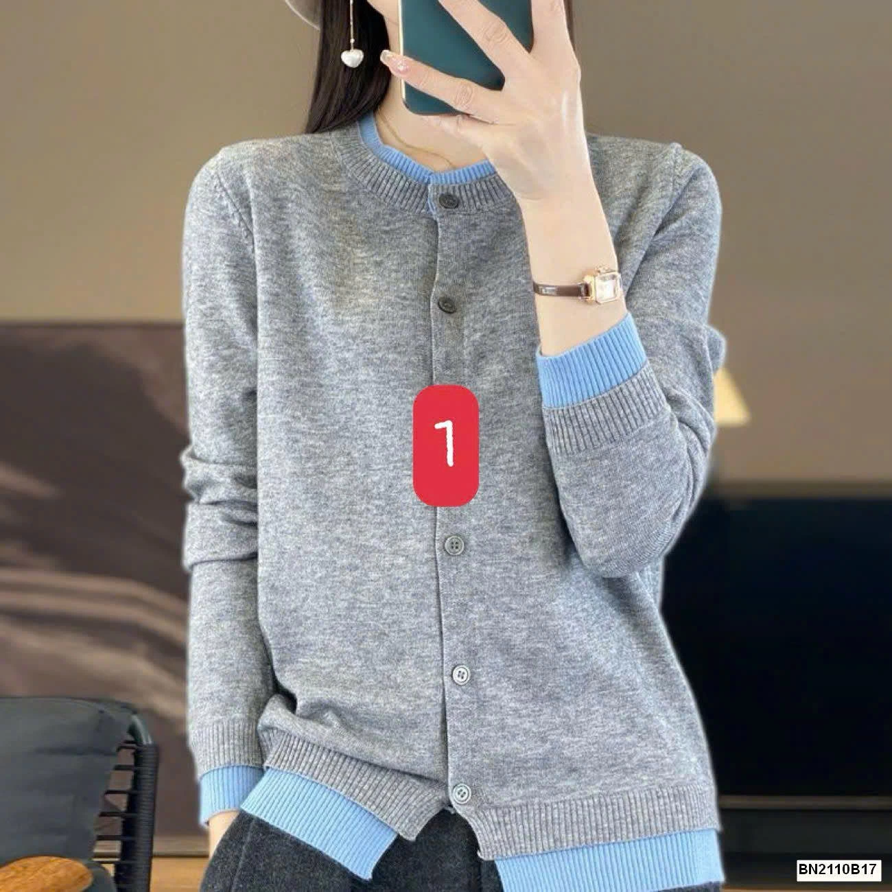 ÁO CARDIGAN NỮ MIX CỔ TAY