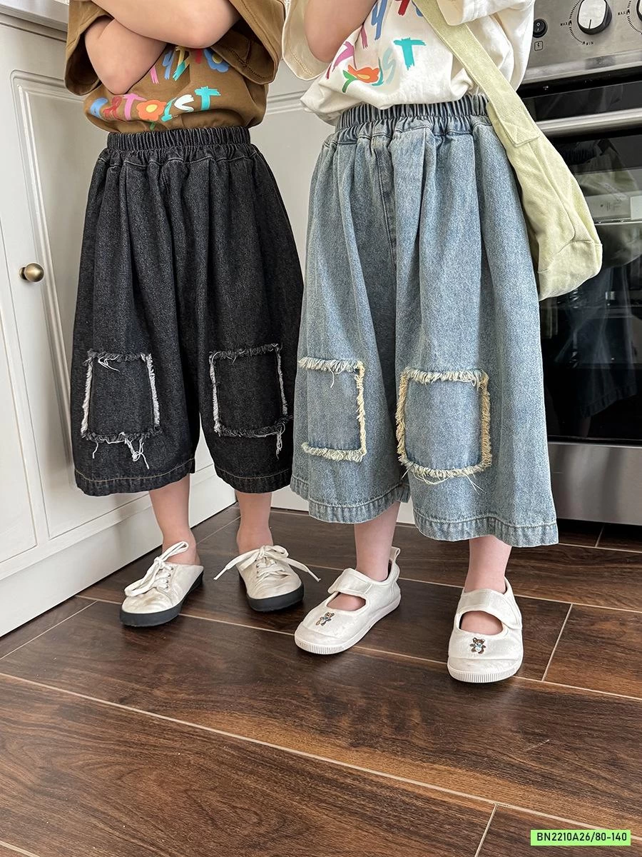 JEANS LỠ ỐNG RỘNG VÁ GỐI