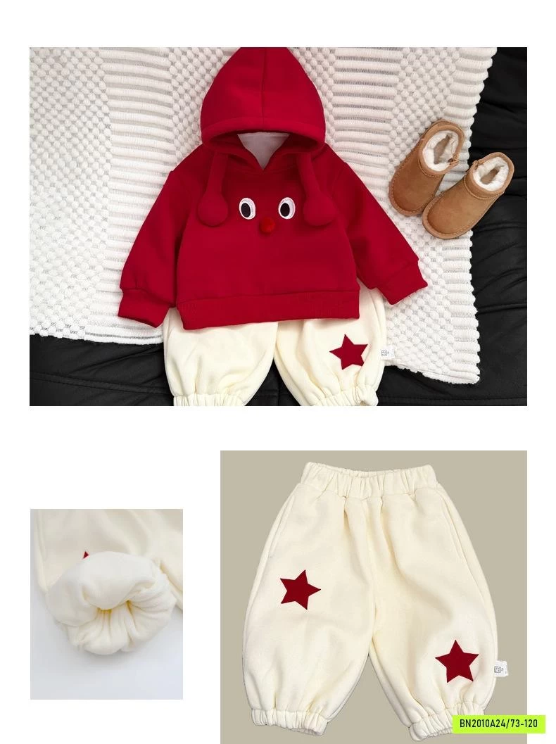 SÉT ÁO HOODIE ĐỎ LÓT LÔNG