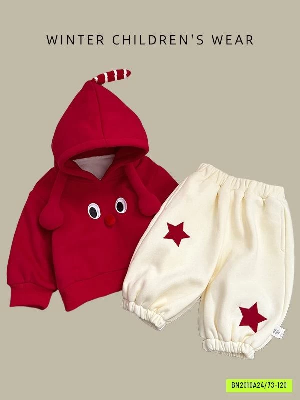 SÉT ÁO HOODIE ĐỎ LÓT LÔNG