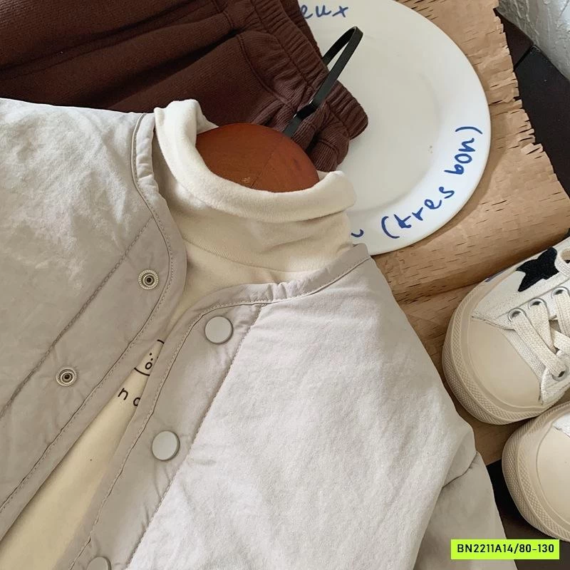 KHOÁC PHAO TRẦN BÔNG 2 MẶT CARO NÂU