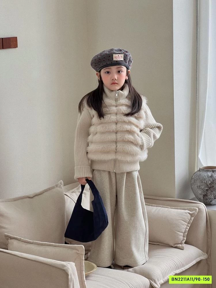 KHOÁC LÔNG PHỐI TAY LEN MIX QUẦN NỈ SUÔNG