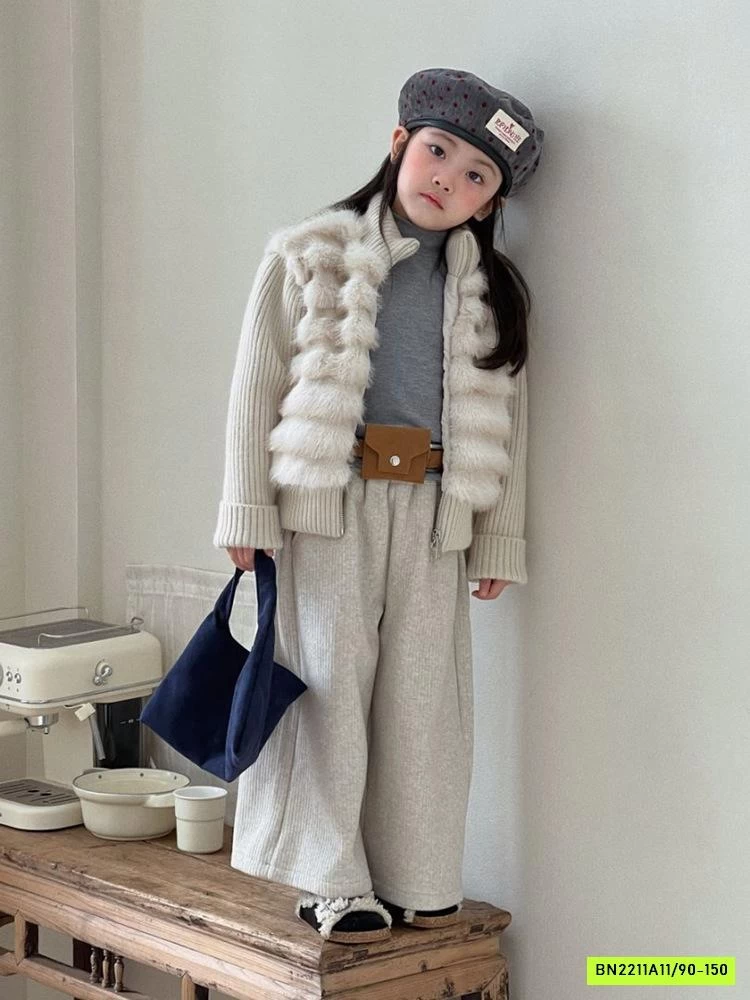 KHOÁC LÔNG PHỐI TAY LEN MIX QUẦN NỈ SUÔNG