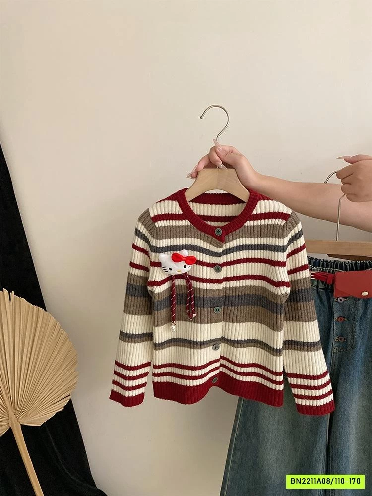 ÁO LEN KẺ MIX JEANS SUÔNG