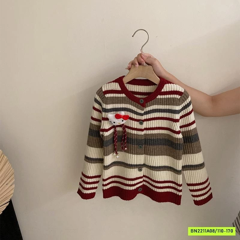 ÁO LEN KẺ MIX JEANS SUÔNG