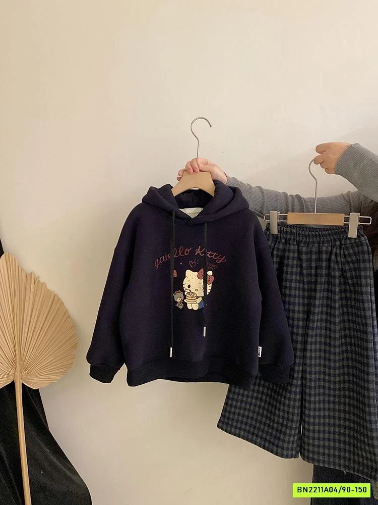 HOODIE KITTY MIX QUẦN NỈ SUÔNG CARO