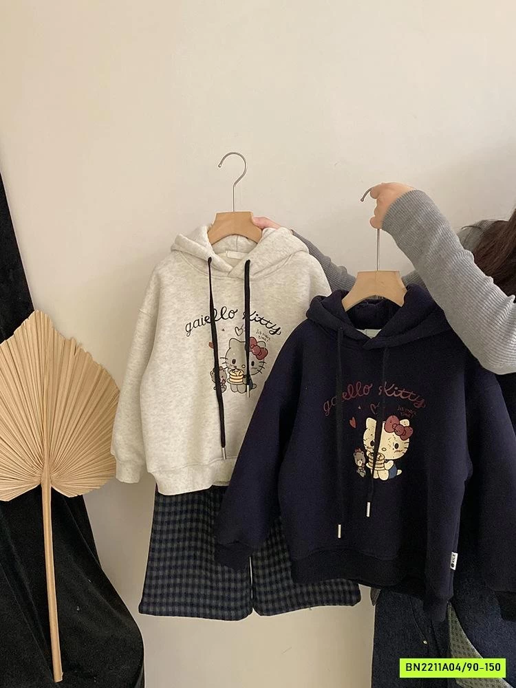 HOODIE KITTY MIX QUẦN NỈ SUÔNG CARO