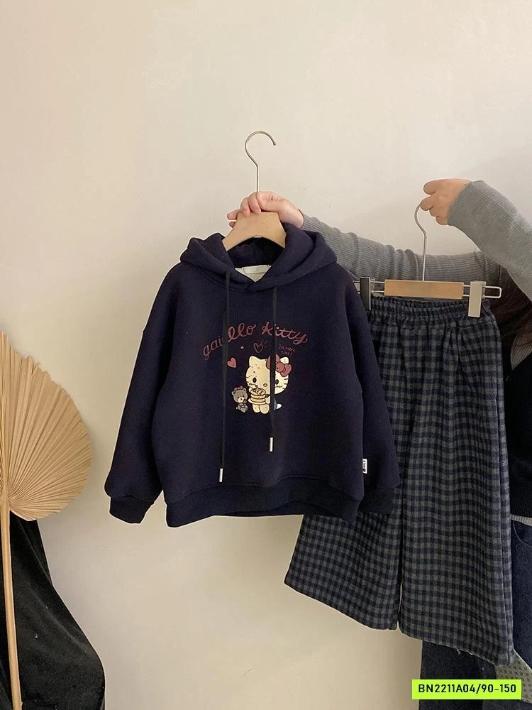 HOODIE KITTY MIX QUẦN NỈ SUÔNG CARO