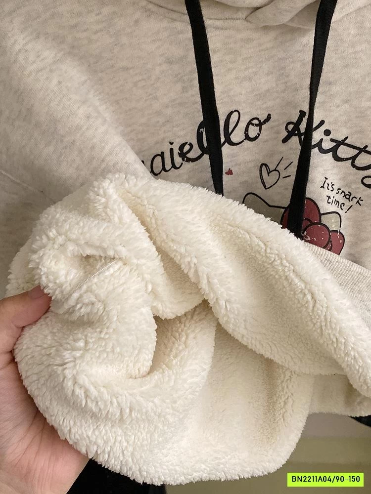 HOODIE KITTY MIX QUẦN NỈ SUÔNG CARO