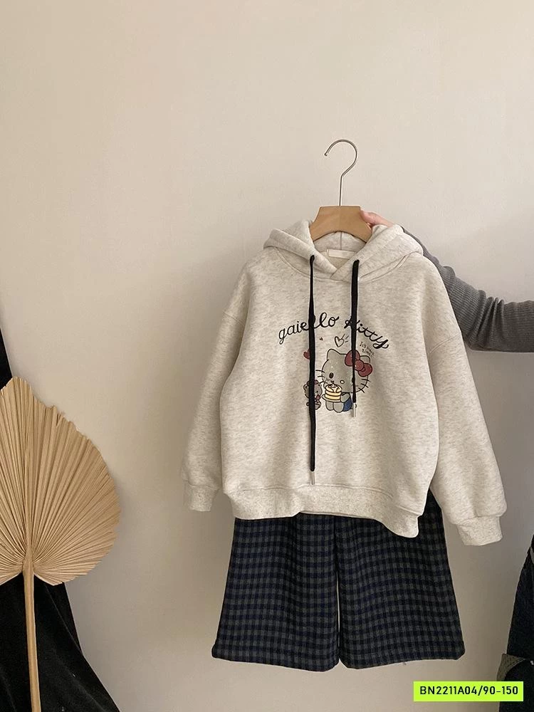 HOODIE KITTY MIX QUẦN NỈ SUÔNG CARO