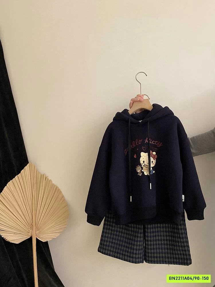 HOODIE KITTY MIX QUẦN NỈ SUÔNG CARO