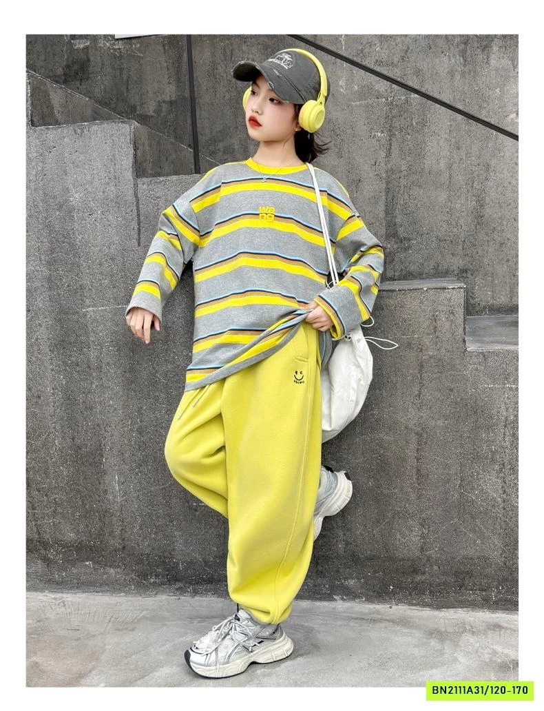 SÉT NỈ VÀNG ÁO KẺ SZ ĐẠI