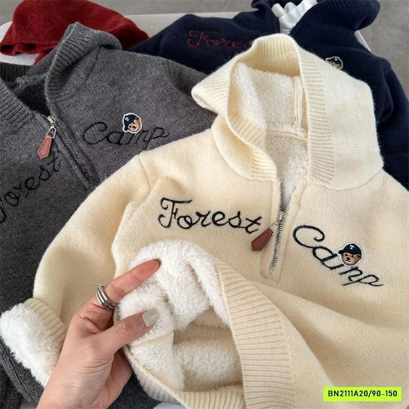 HOODIE LEN KHÓA CỔ LÓT LÔNG MMY