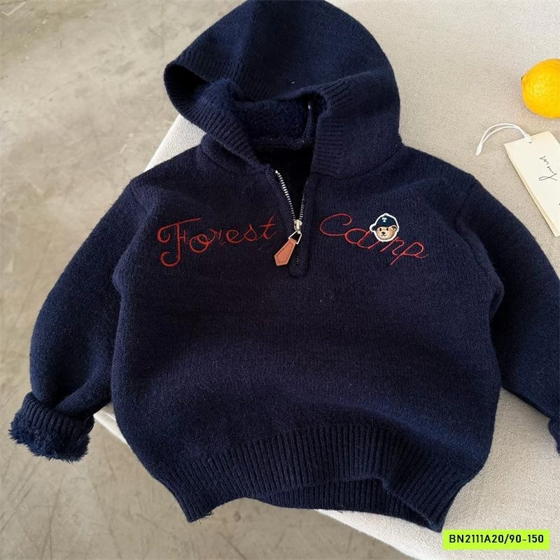 HOODIE LEN KHÓA CỔ LÓT LÔNG MMY