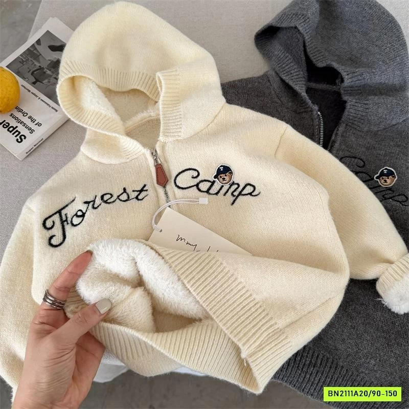 HOODIE LEN KHÓA CỔ LÓT LÔNG MMY