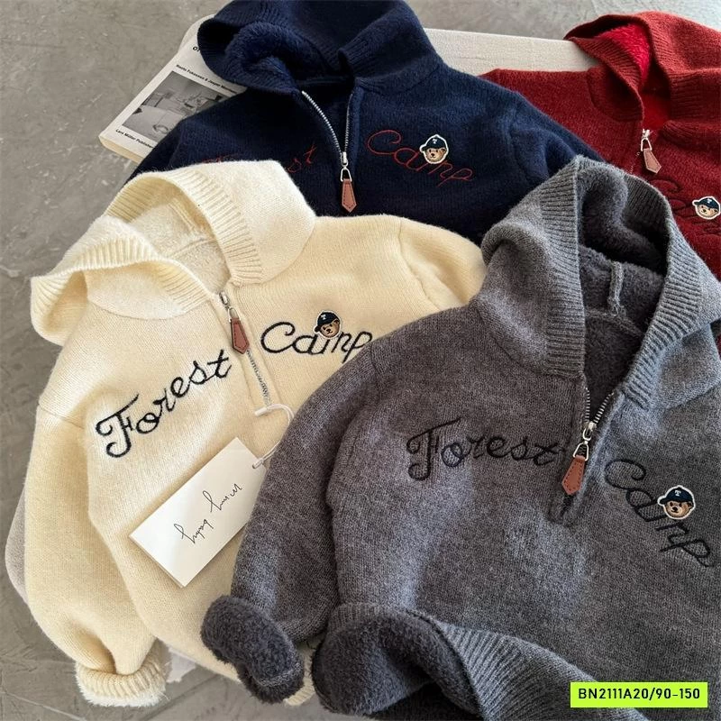 HOODIE LEN KHÓA CỔ LÓT LÔNG MMY