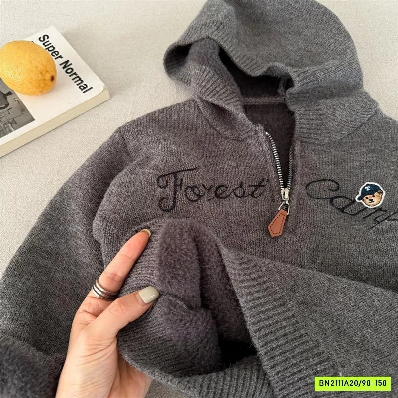 HOODIE LEN KHÓA CỔ LÓT LÔNG MMY