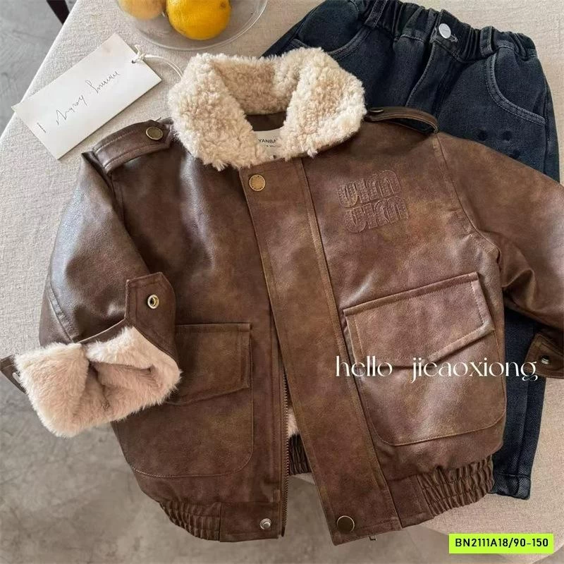 KHOÁC DA NÂU LÓT LÔNG MMY