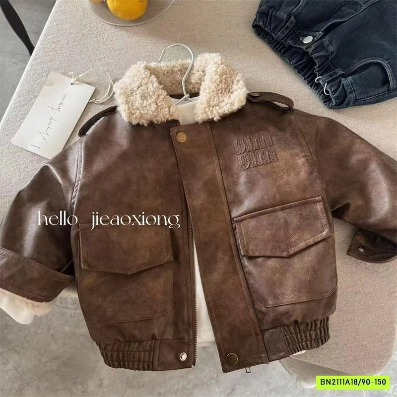 KHOÁC DA NÂU LÓT LÔNG MMY