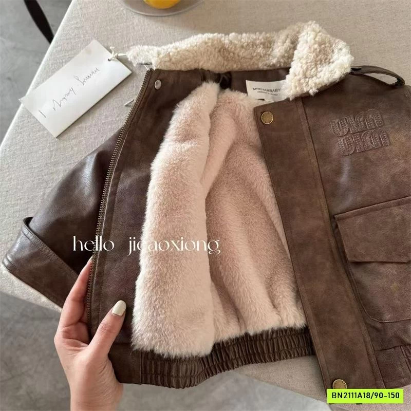 KHOÁC DA NÂU LÓT LÔNG MMY