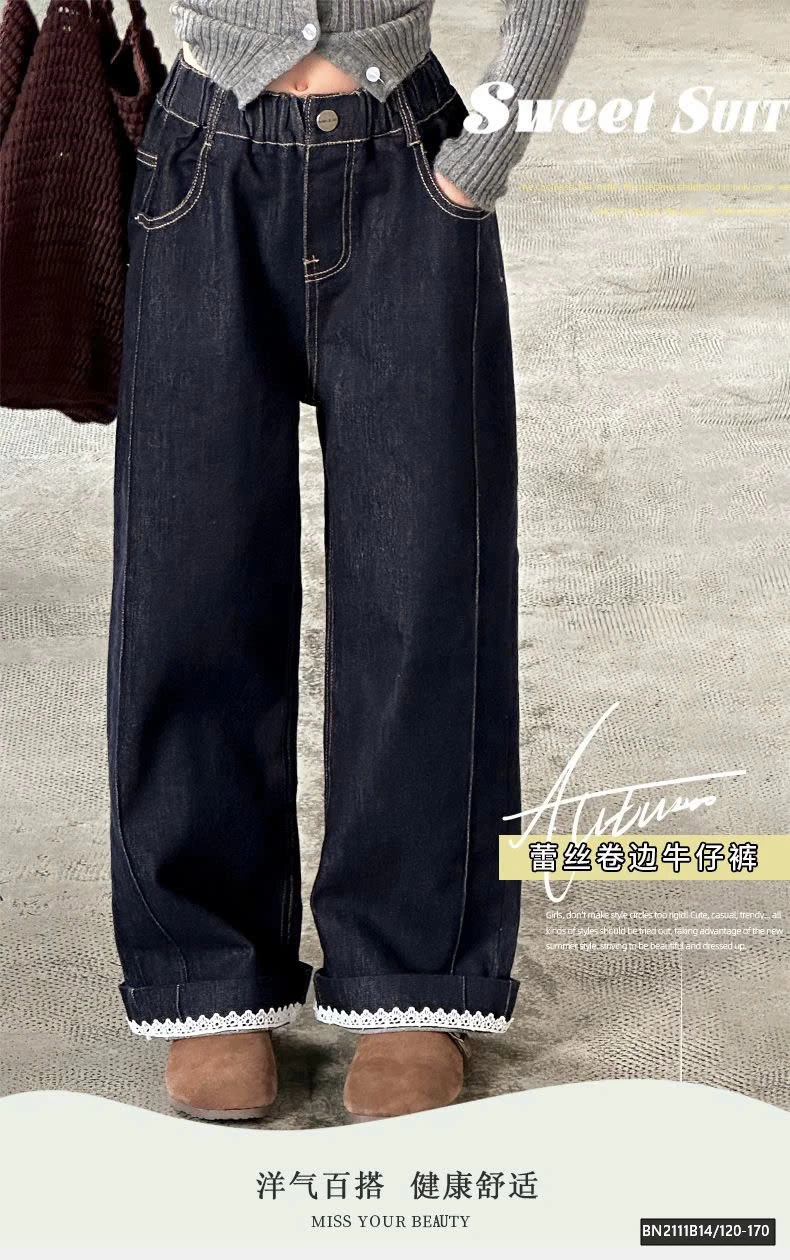 QUẦN JEAN ỐNG ĐỨNG VIỀN REN