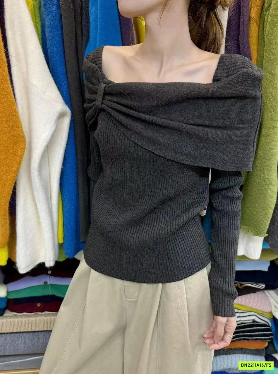 ÁO LEN TRỄ VAI THẮT NƠ HÀN QUỐC