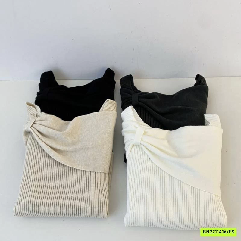 ÁO LEN TRỄ VAI THẮT NƠ HÀN QUỐC