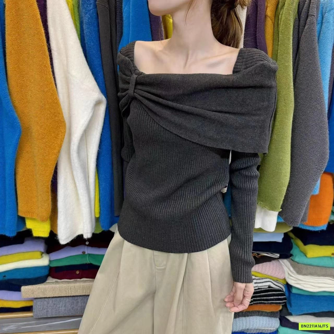 ÁO LEN TRỄ VAI THẮT NƠ HÀN QUỐC