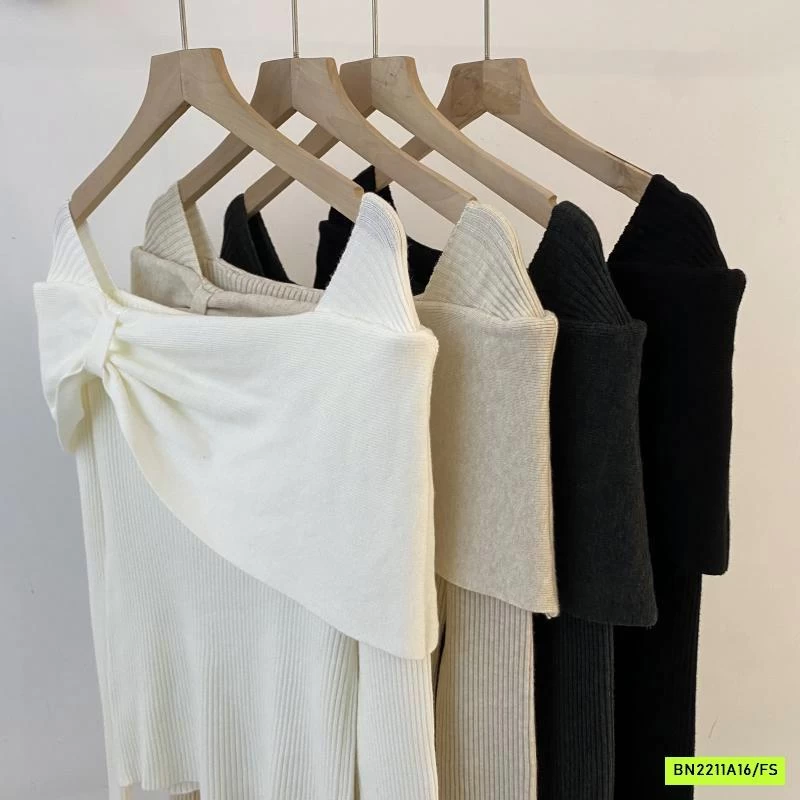 ÁO LEN TRỄ VAI THẮT NƠ HÀN QUỐC