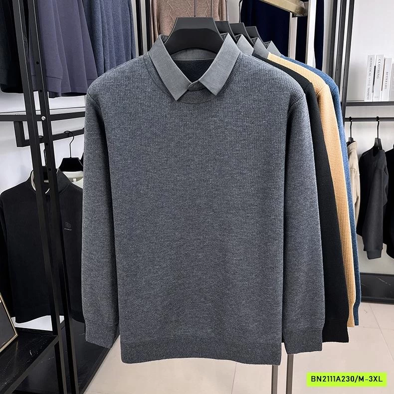 ÁO LEN NAM LÓT NHUNG CỔ SƠ MI CAO CẤP