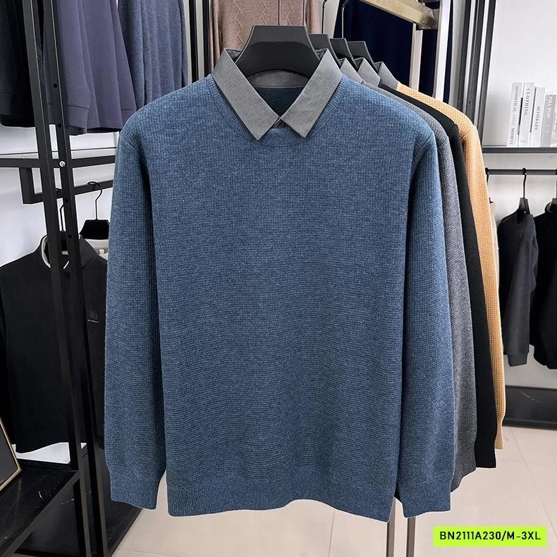 ÁO LEN NAM LÓT NHUNG CỔ SƠ MI CAO CẤP