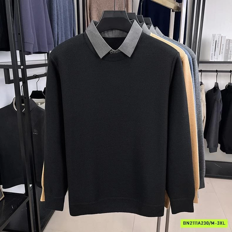 ÁO LEN NAM LÓT NHUNG CỔ SƠ MI CAO CẤP