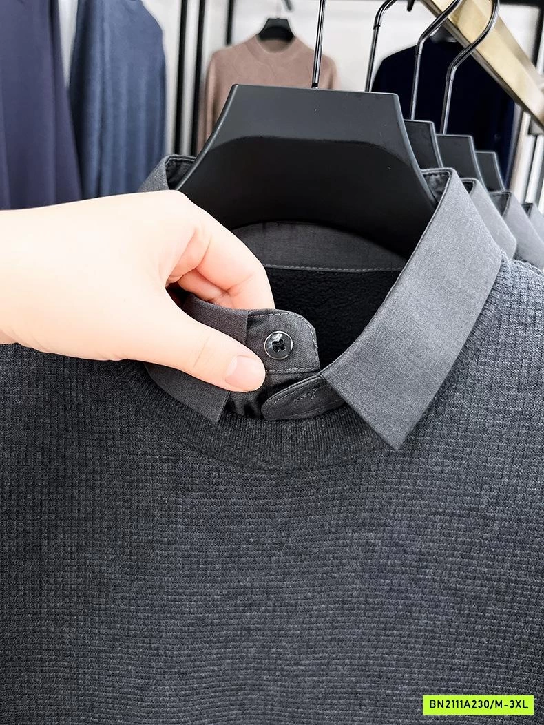 ÁO LEN NAM LÓT NHUNG CỔ SƠ MI CAO CẤP