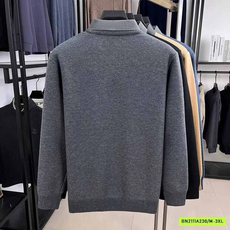 ÁO LEN NAM LÓT NHUNG CỔ SƠ MI CAO CẤP