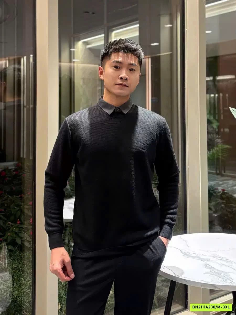 ÁO LEN NAM LÓT NHUNG CỔ SƠ MI CAO CẤP