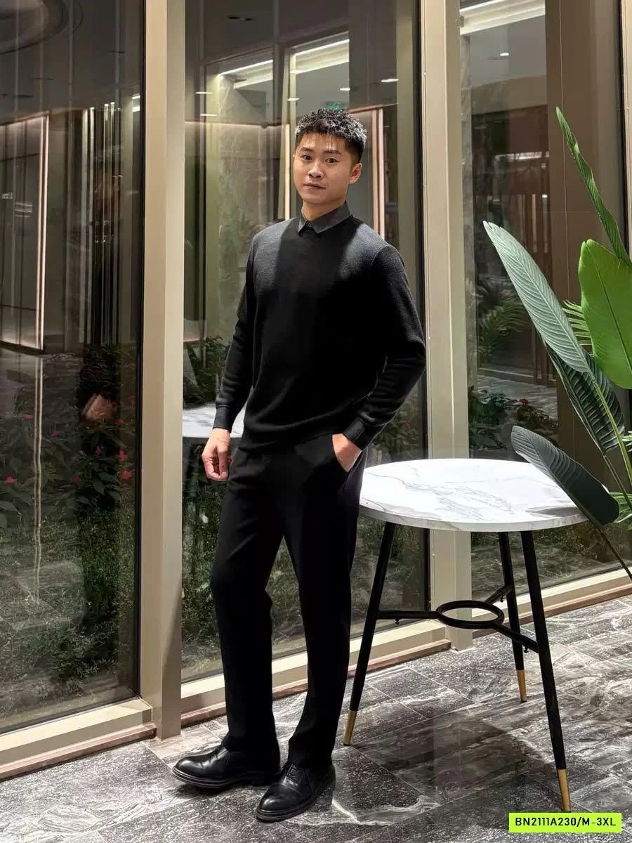 ÁO LEN NAM LÓT NHUNG CỔ SƠ MI CAO CẤP