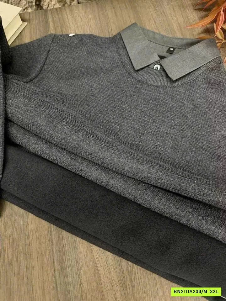 ÁO LEN NAM LÓT NHUNG CỔ SƠ MI CAO CẤP