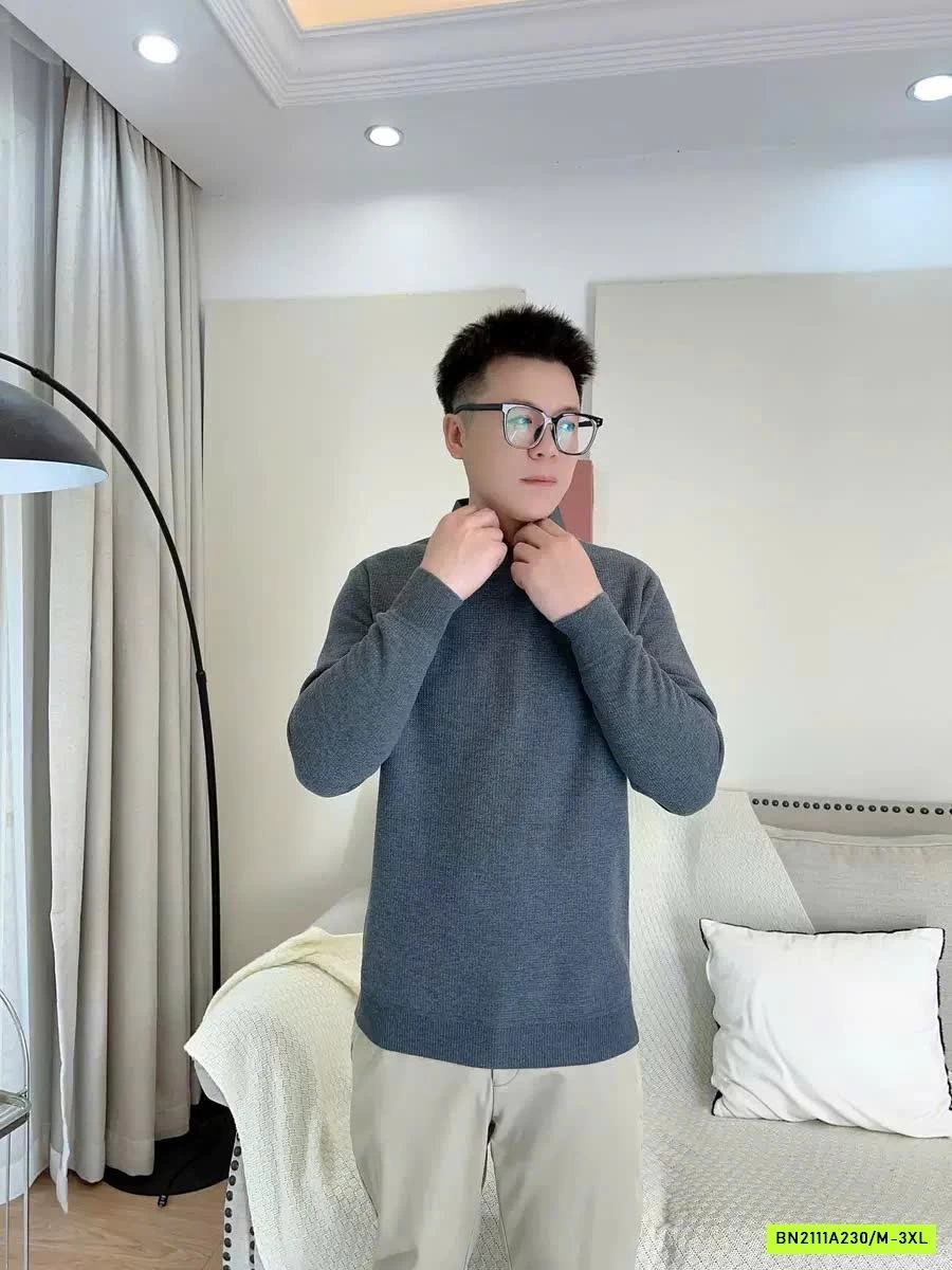 ÁO LEN NAM LÓT NHUNG CỔ SƠ MI CAO CẤP