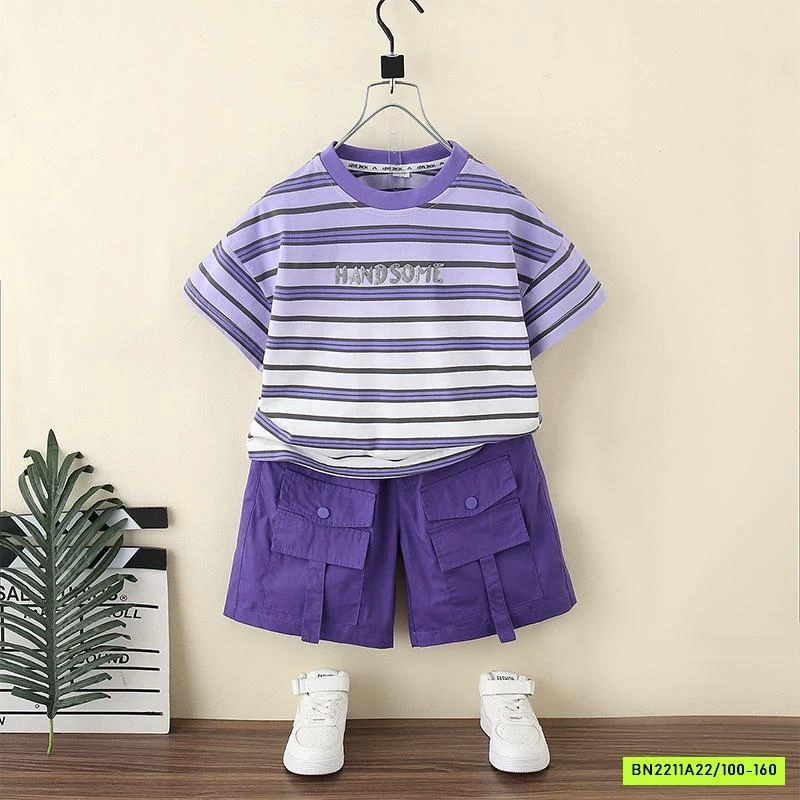 SÉT ÁO KẺ MIX SHORT TÚI HỘP