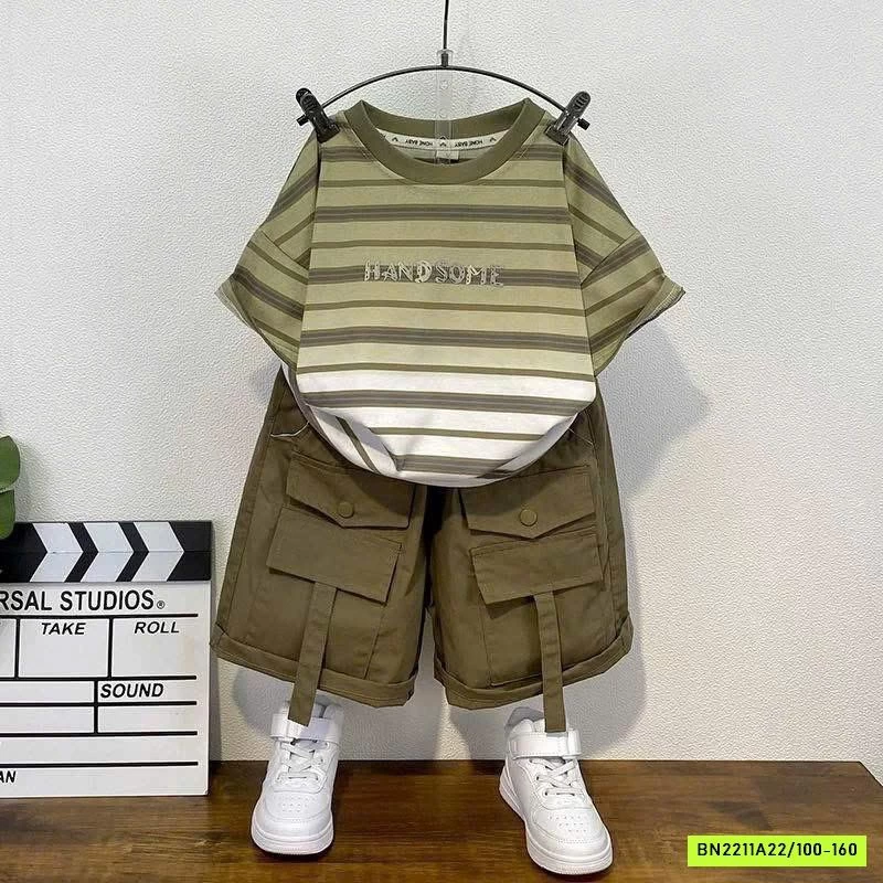 SÉT ÁO KẺ MIX SHORT TÚI HỘP